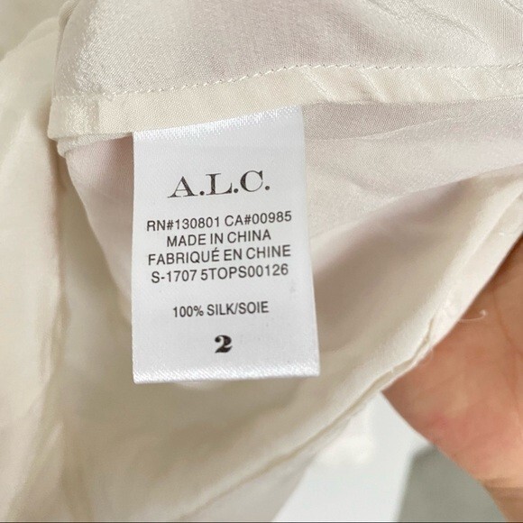 A.L.C. Sidra Blouse Ruched Smocked Cream Long Sleeve Top Size 2 - Picture 8 of 13